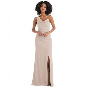 After Six One-Shoulder Draped Cowl Neck Maxi Dress Size 14